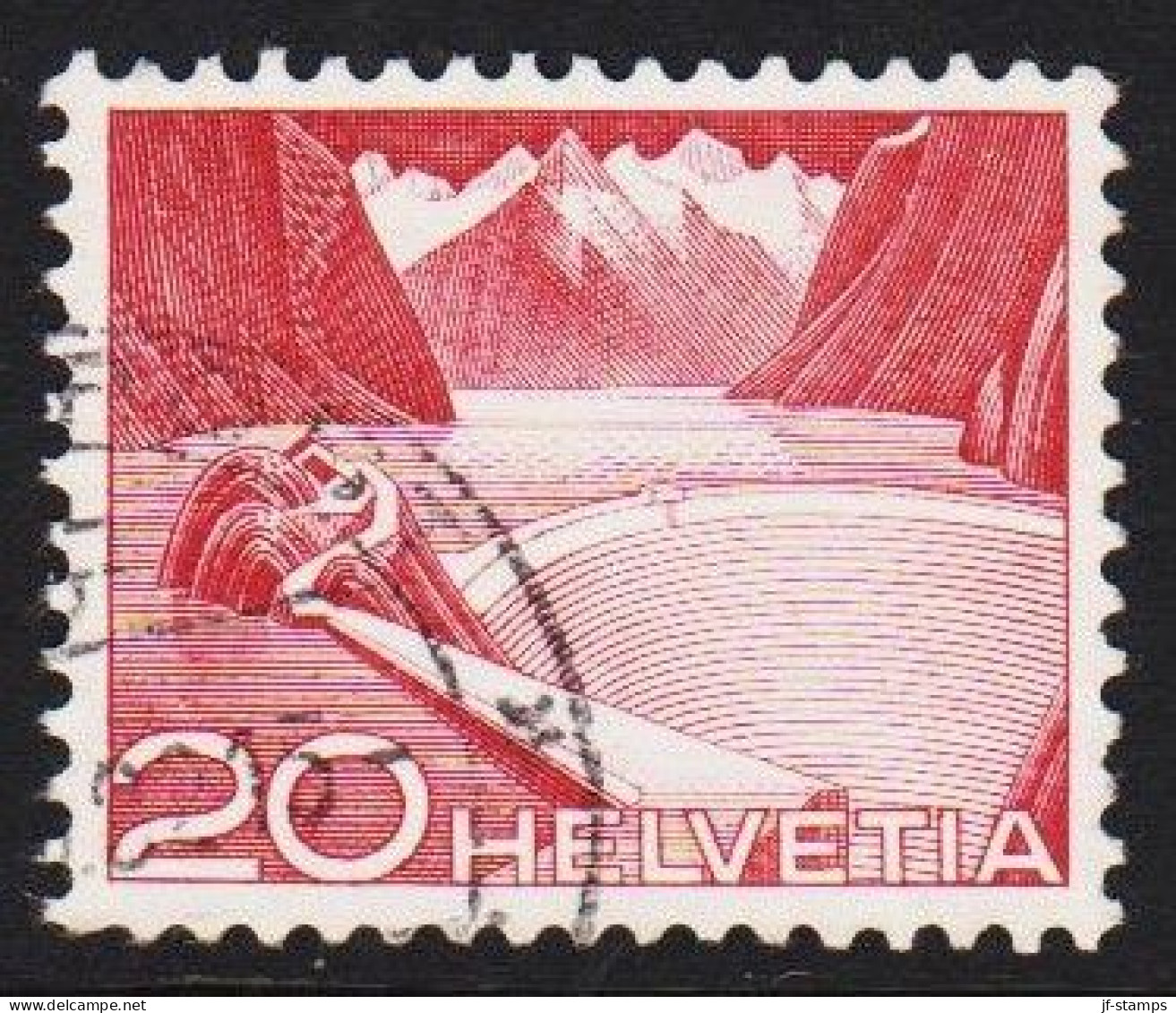 1949. HELVETIA - SCHWEIZ. Landscapes 20 C Type I Where The Bottom Line On The House Is Missing. A Stamp Mi... - JF543965 - Oblitérés