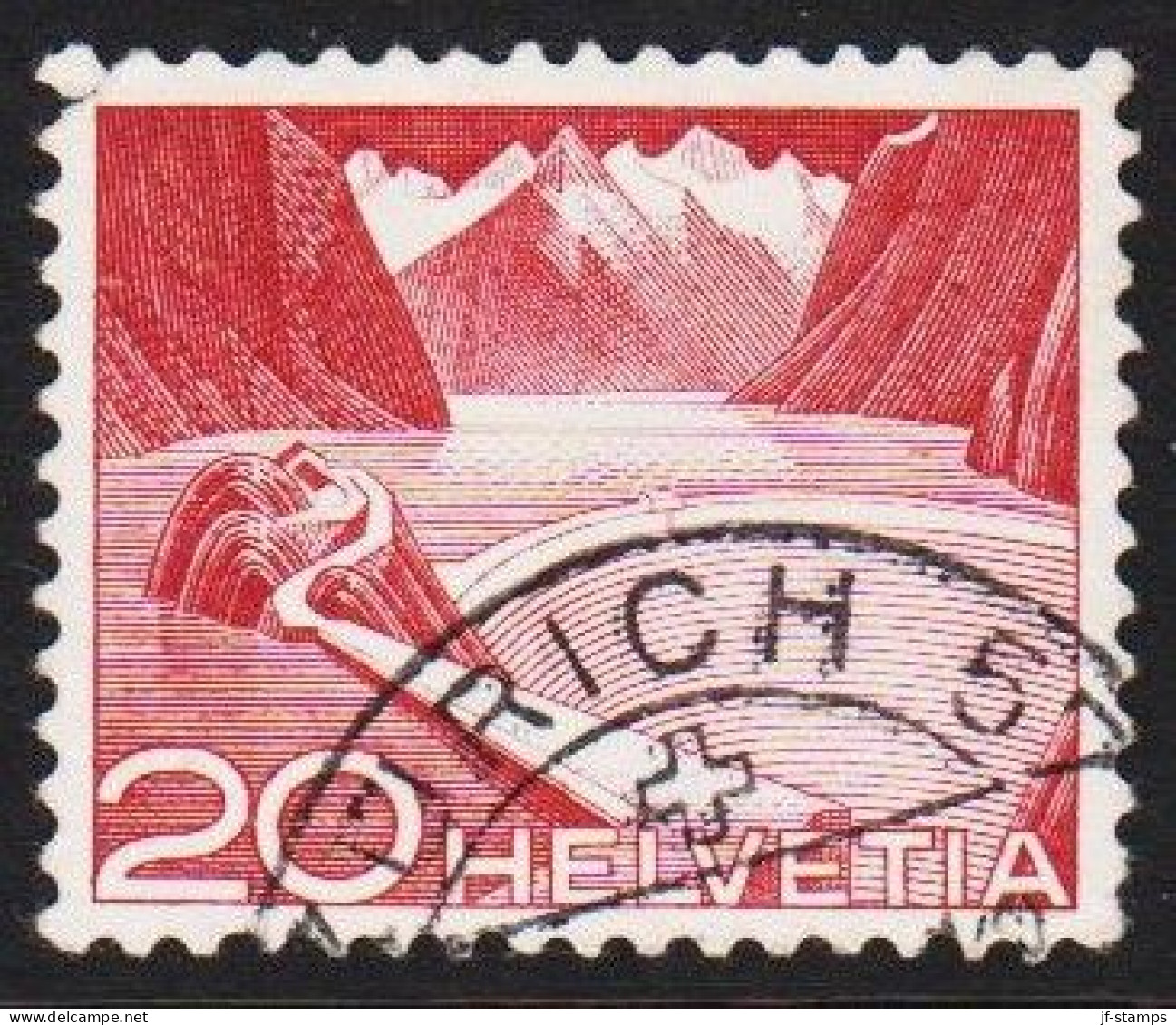 1949. HELVETIA - SCHWEIZ. Landscapes 20 C Type I Where The Bottom Line On The House Is Missing. A Stamp Mi... - JF543967 - Oblitérés