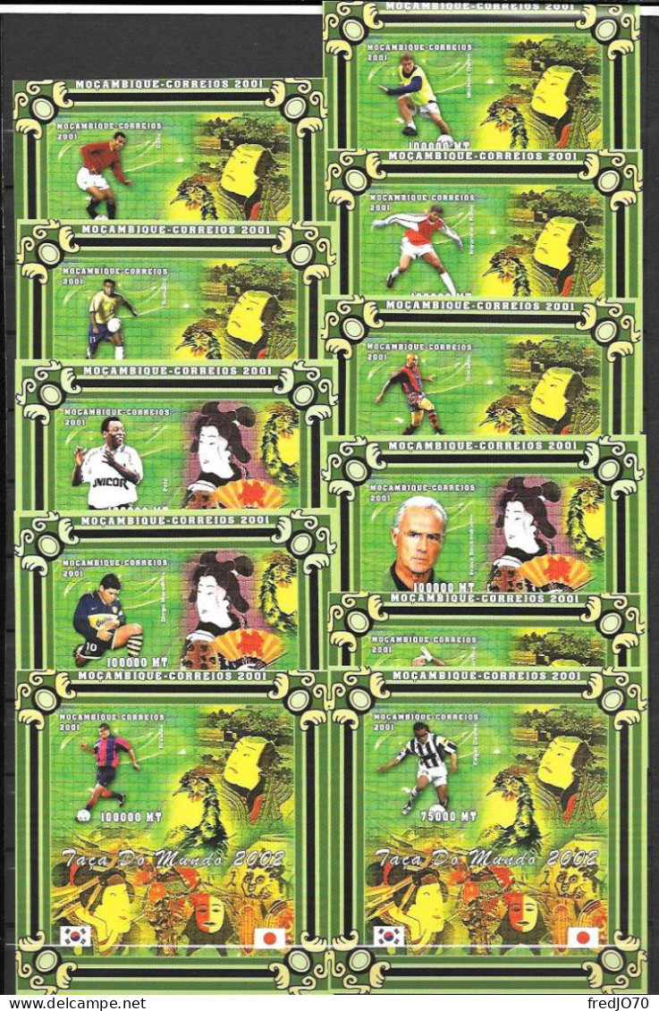 Mozambique Feuillets+Blocs Non Dentelé Imperf Football CM 2002 ** - 2002 – Corée Du Sud / Japon