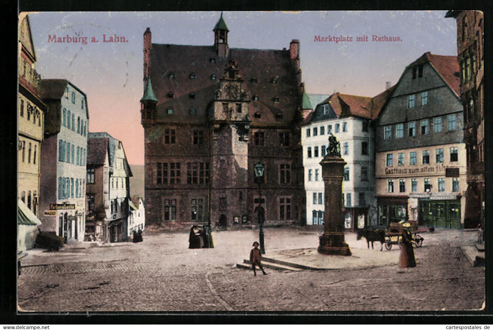 AK Marburg A. Lahn, Gasthaus Zum Alten Ritter Und Rathaus Am Markt  - Marburg