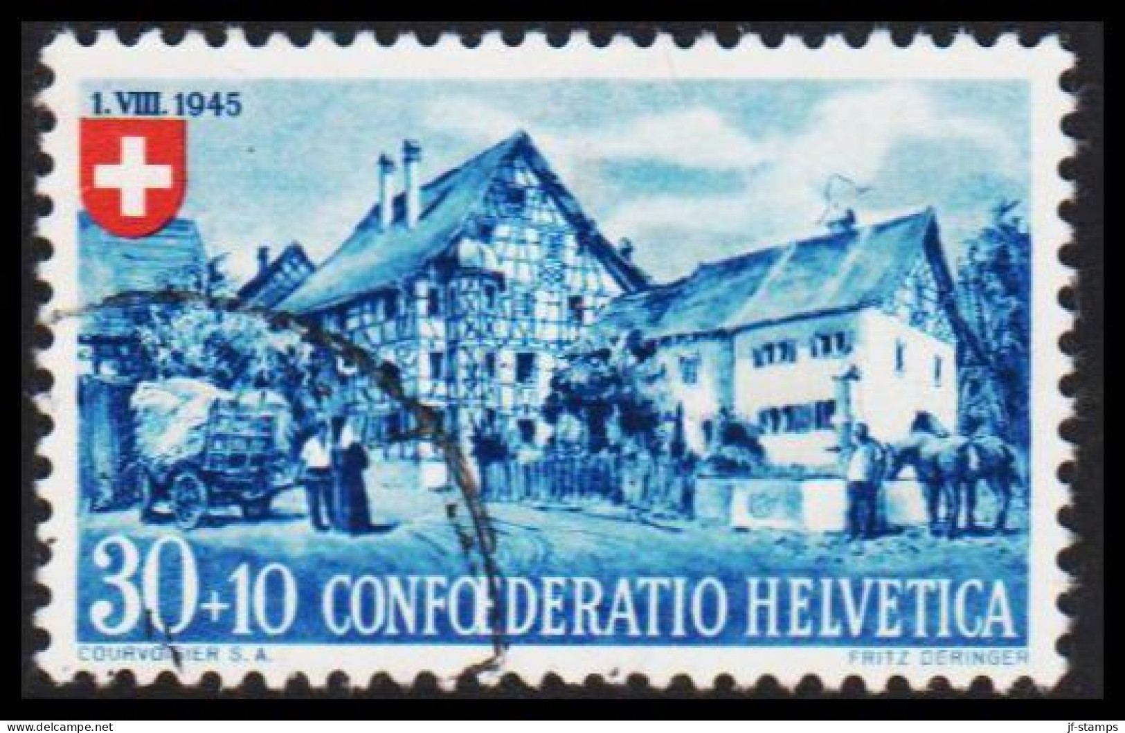 1945. HELVETIA - SCHWEIZ. PRO PATRIA 30 + 10 C. - JF543980 - Oblitérés