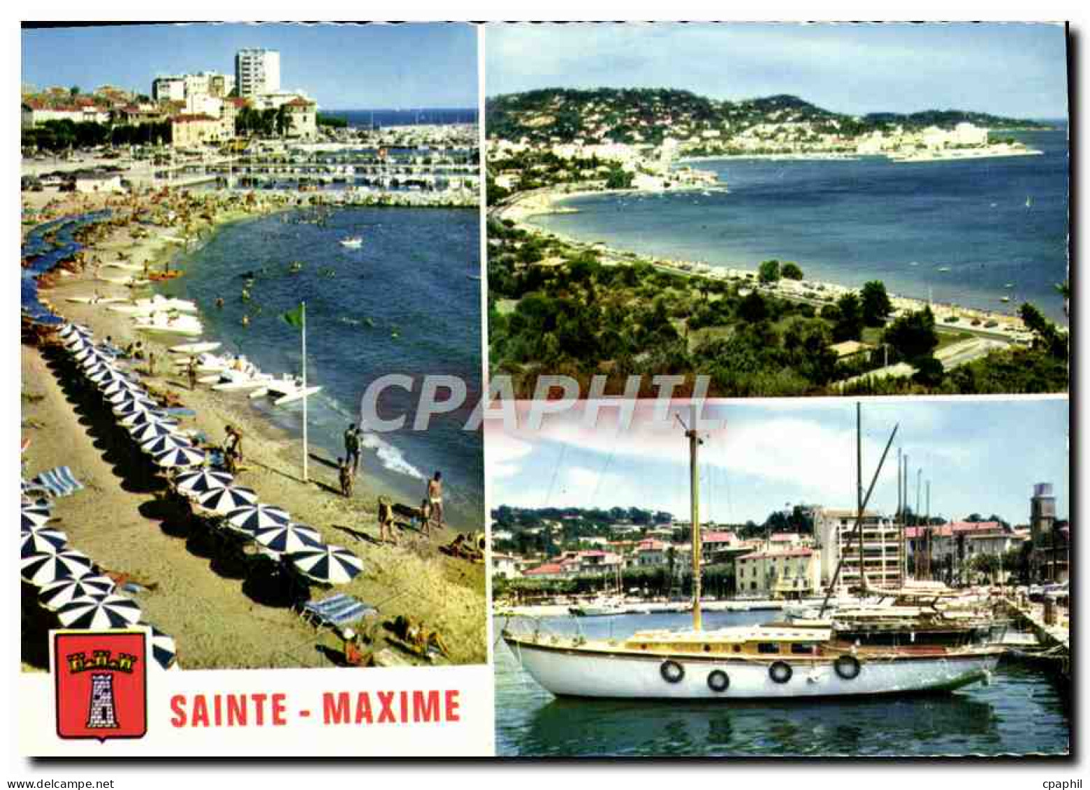 CPM Sainte Maxime La Plage Et Le Nouveau Port Croisette Le Port  - Sainte-Maxime