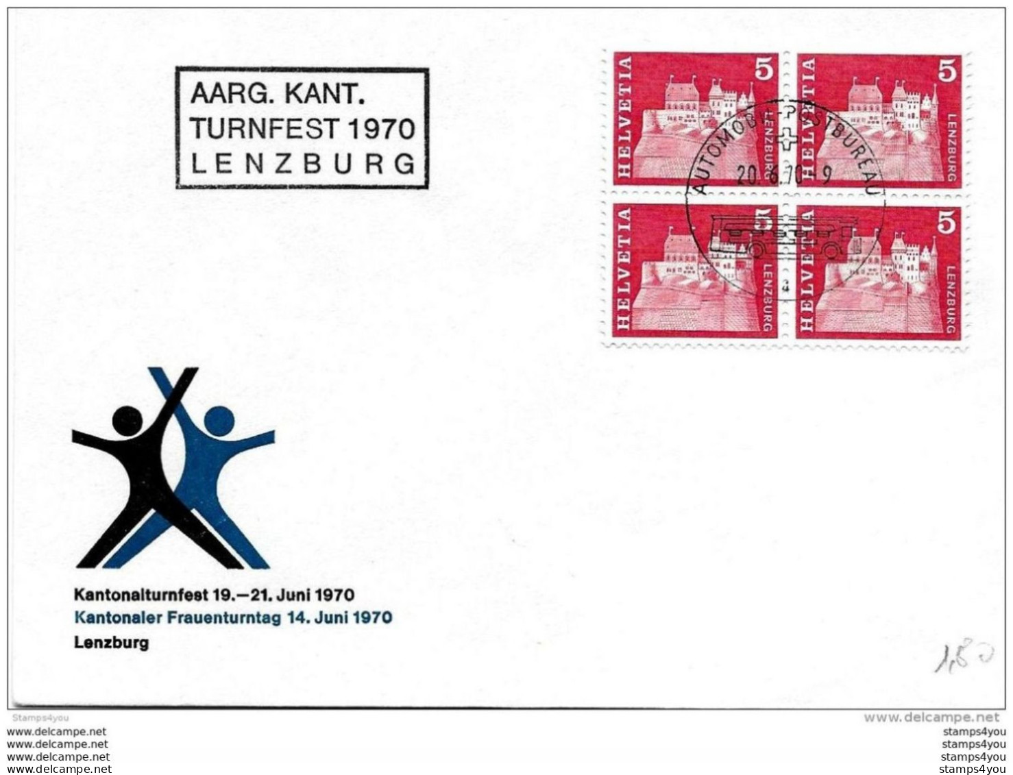 49 - 78 - Enveloppe Avec Oblit Spéciale "Aarg.Kant. Turnfest 1970 Lenzburg" - Marcophilie