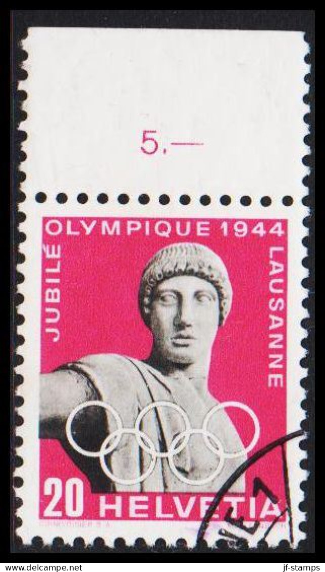 1944. HELVETIA - SCHWEIZ. 50 Years Olympic Comitee 20 C. With Upper Margin. - JF543989 - Oblitérés