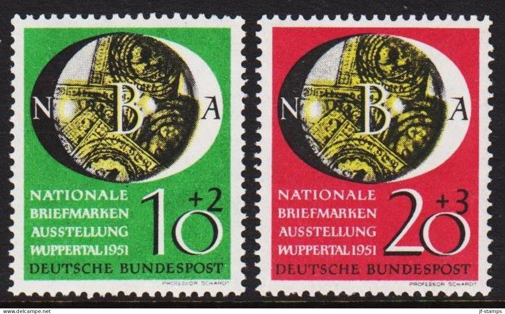 1951. DEUTSCHE BUNDESPOST. 7Nationale Briefmarkenausstellung (NBA), Wuppertal In Complete... (Michel 141-142) - JF544007 - Ungebraucht