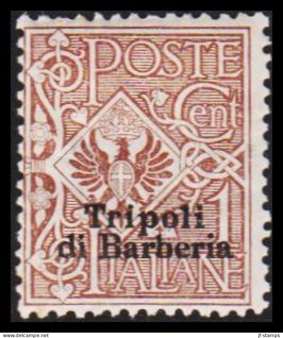 1909. TRIPOLI. Tripoli Di Barberia Overprint On CENT 1, Hinged.  (Michel 1) - JF544024 - Tripolitania