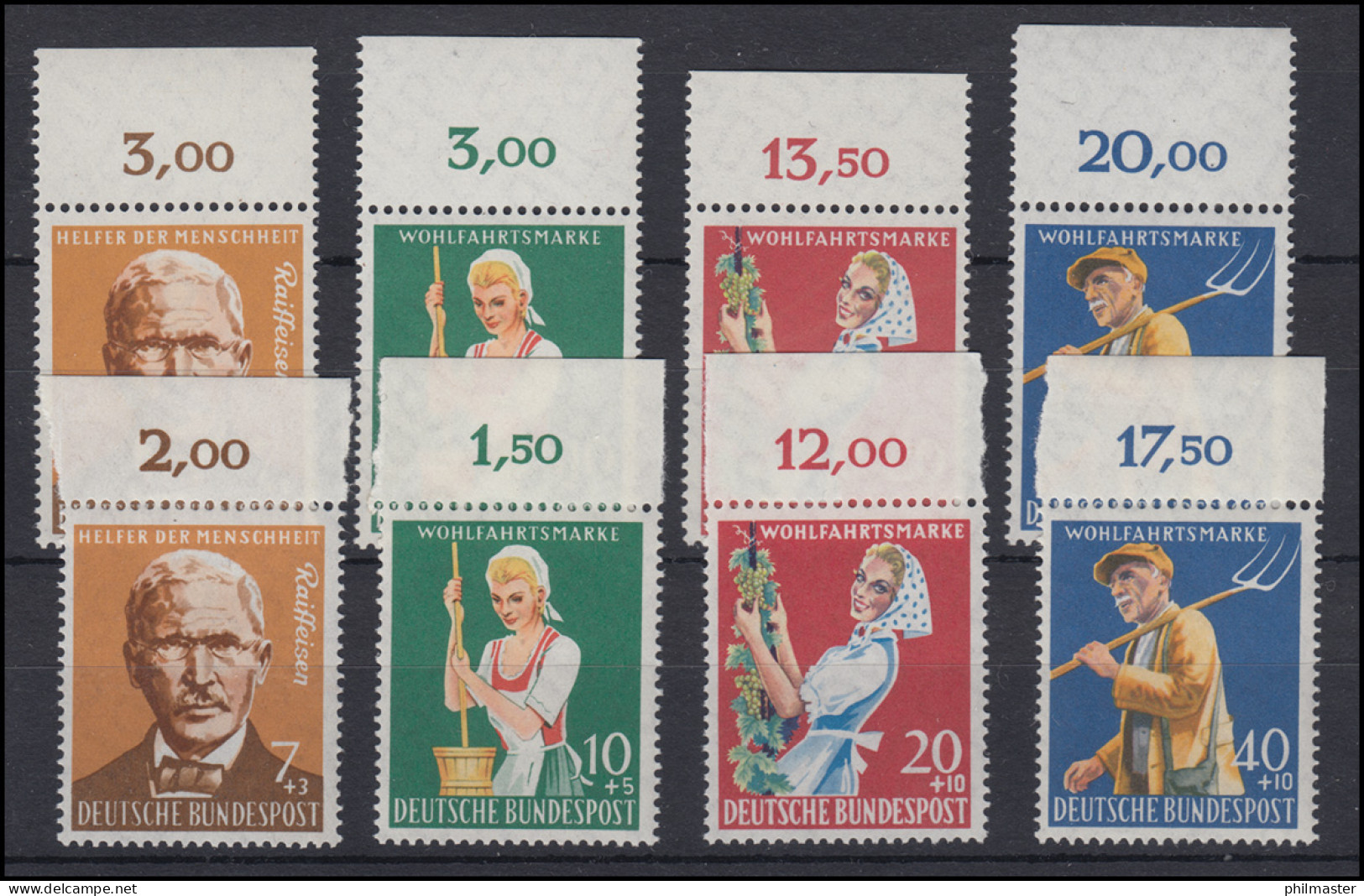 297-300 Wohlfahrt 1958 - Zwei OR-Sätze Durchgezähnt / Nicht Dgz. - Postfrisch ** - Ungebraucht