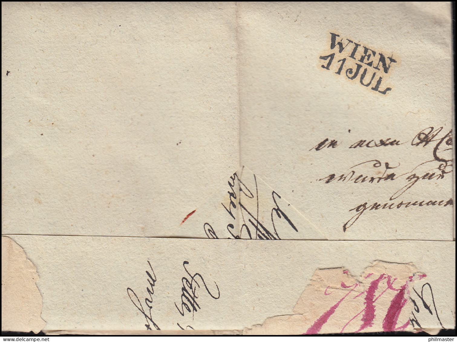 Ungarn Vorphilatelie Privater R-Brief Aus PESTH Vom 8.7.1837 Nach WIEN 11.7. - ...-1867 Prephilately