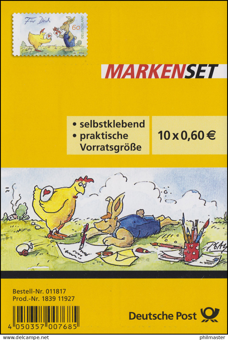 FB 37 Cartoon: Für Dich Ostern, Folienblatt Mit 10x 3066, EV-O Bonn - 2011-2020