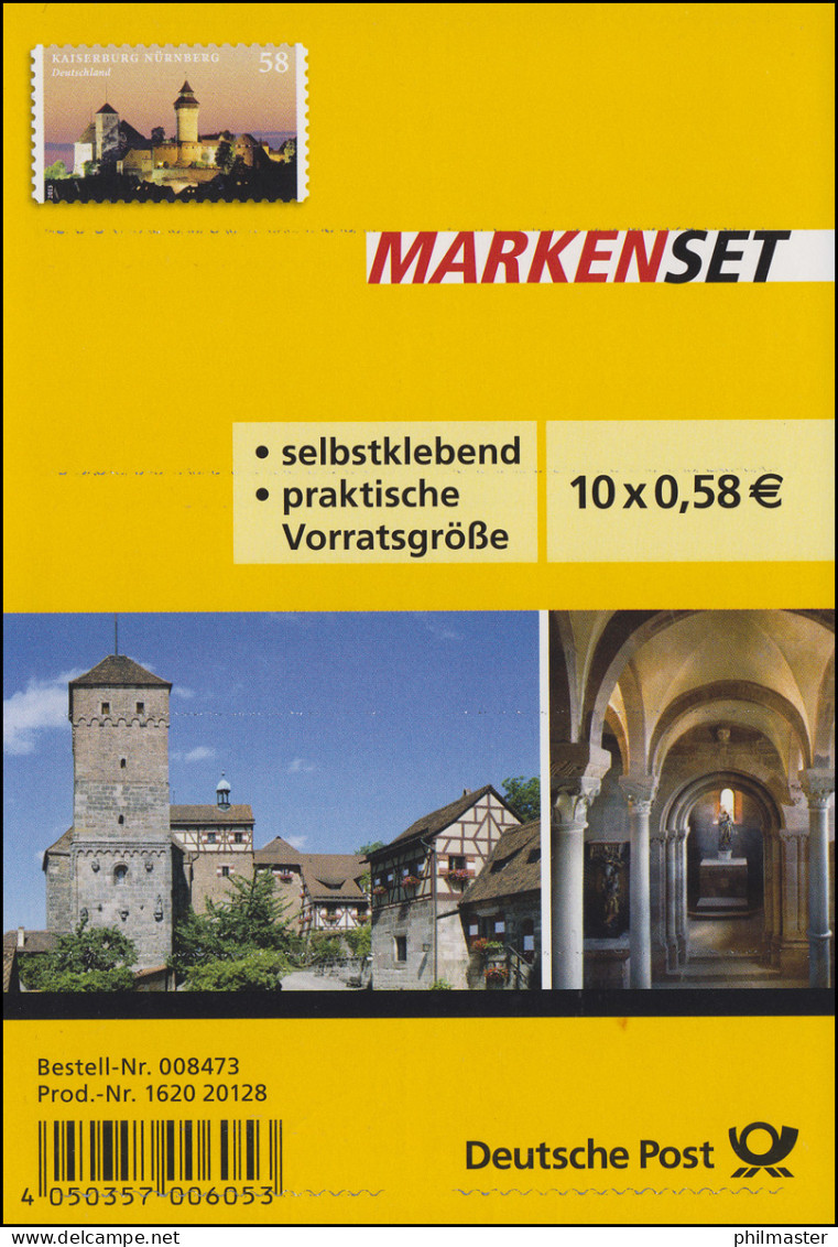 FB 25 Kaiserburg Nürnberg, Folienblatt 10x2978 Erstverwenungsstempel Bonn 2.1.13 - 2011-2020