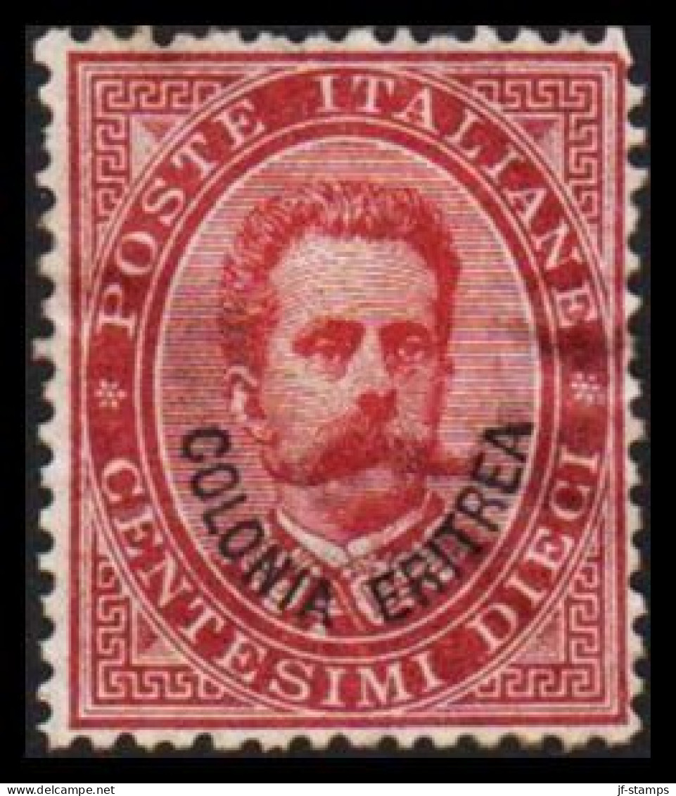 1893. ERITREA. POSTE ITALIANA COLONIA ERITREA Overprint On 10 (DIECI) C. Umberto I Hinged.  (Michel 4) - JF544043 - Erythrée