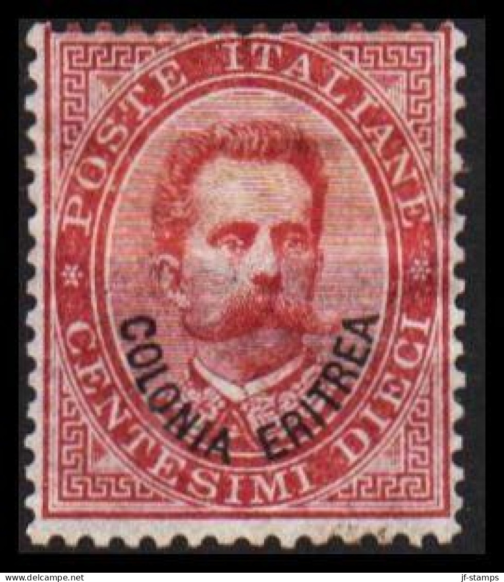 1893. ERITREA. POSTE ITALIANA COLONIA ERITREA Overprint On 10 (DIECI) C. Umberto I No Gum.  (Michel 4) - JF544044 - Erythrée