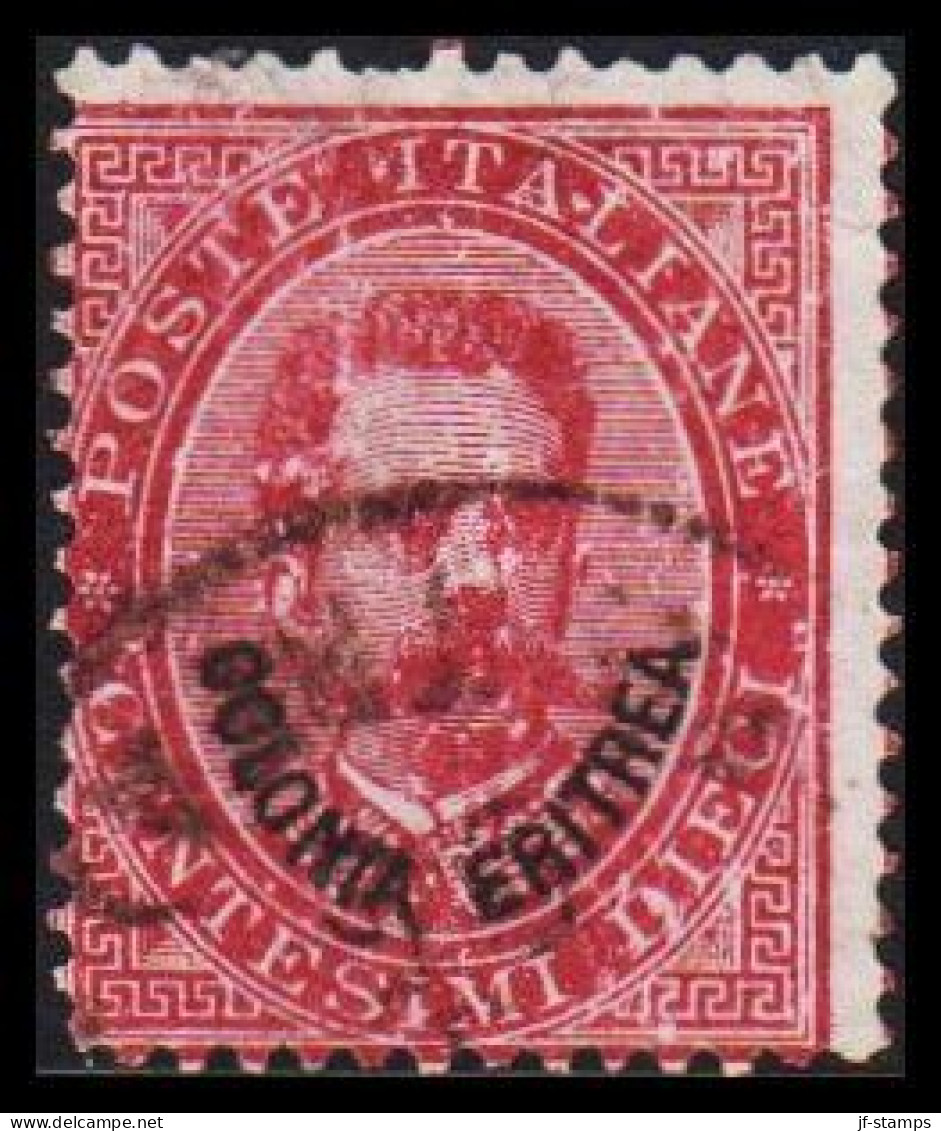 1893. ERITREA. POSTE ITALIANA COLONIA ERITREA Overprint On 10 (DIECI) C. Umberto I.  (Michel 4) - JF544045 - Eritrea
