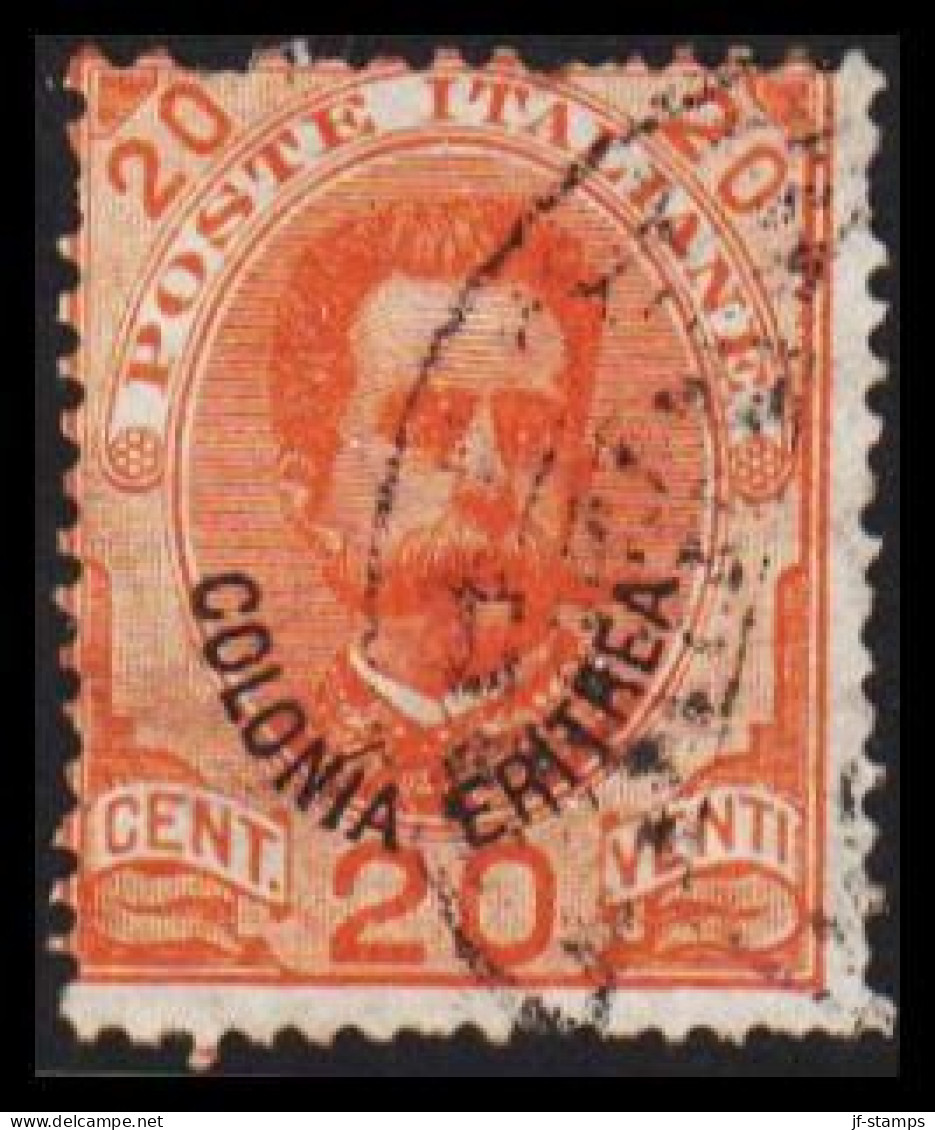 1895-1898. ERITREA. POSTE ITALIANA COLONIA ERITREA Overprint On 20 (VENTI) C. Umberto I.  (Michel 16) - JF544048 - Eritrea