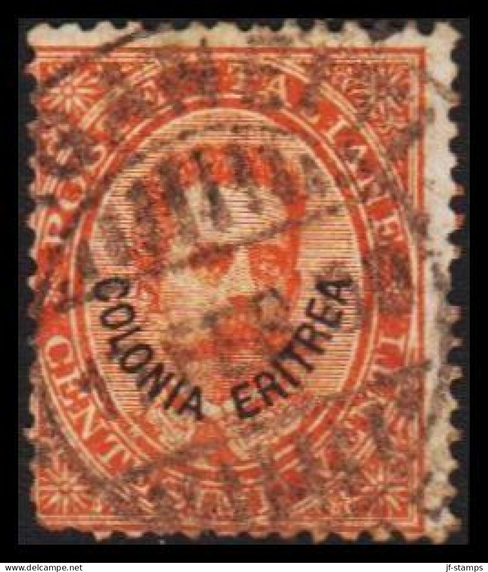 1893. ERITREA. POSTE ITALIANA COLONIA ERITREA Overprint On 20 (VENTI) C. Umberto I.  (Michel 5) - JF544050 - Erythrée