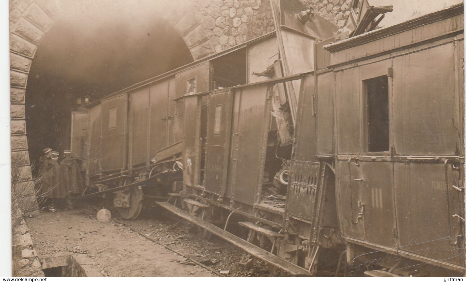 OLLIERGUES PHOTO CARTE ACCIDENT FERROVIAIRE TRAIN TUNNEL DU CHALARD LIGNE VICHY-DARSAC 4 DECEMBRE 1911 TBE - Olliergues