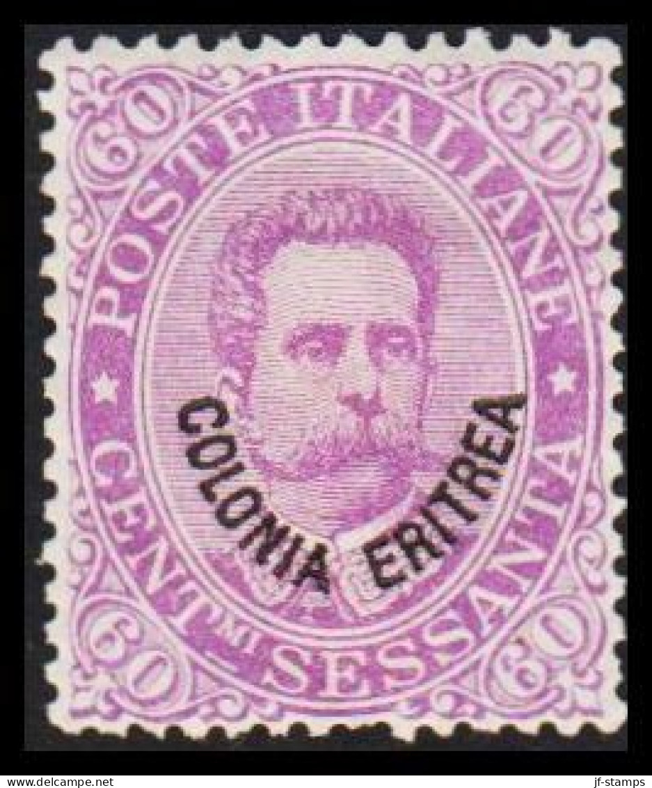 1893. ERITREA. POSTE ITALIANA COLONIA ERITREA Overprint On 60 C. Umberto I Hinged. (Michel 9) - JF544058 - Erythrée