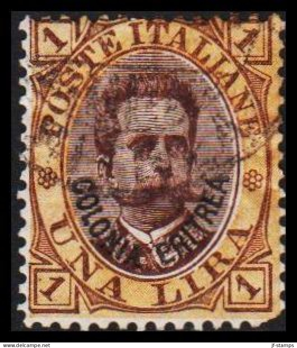 1893. ERITREA. POSTE ITALIANA COLONIA ERITREA Overprint On 1 LIRA Umberto I. Round Corner.  (Michel 10) - JF544059 - Erythrée