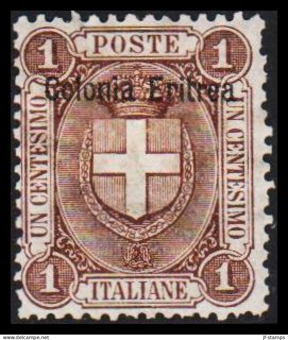 1897-1899. ERITREA. POSTE ITALIANA Colonia Eriterea Overprint On 1 C. Hinged.  (Michel 12) - JF544061 - Eritrea