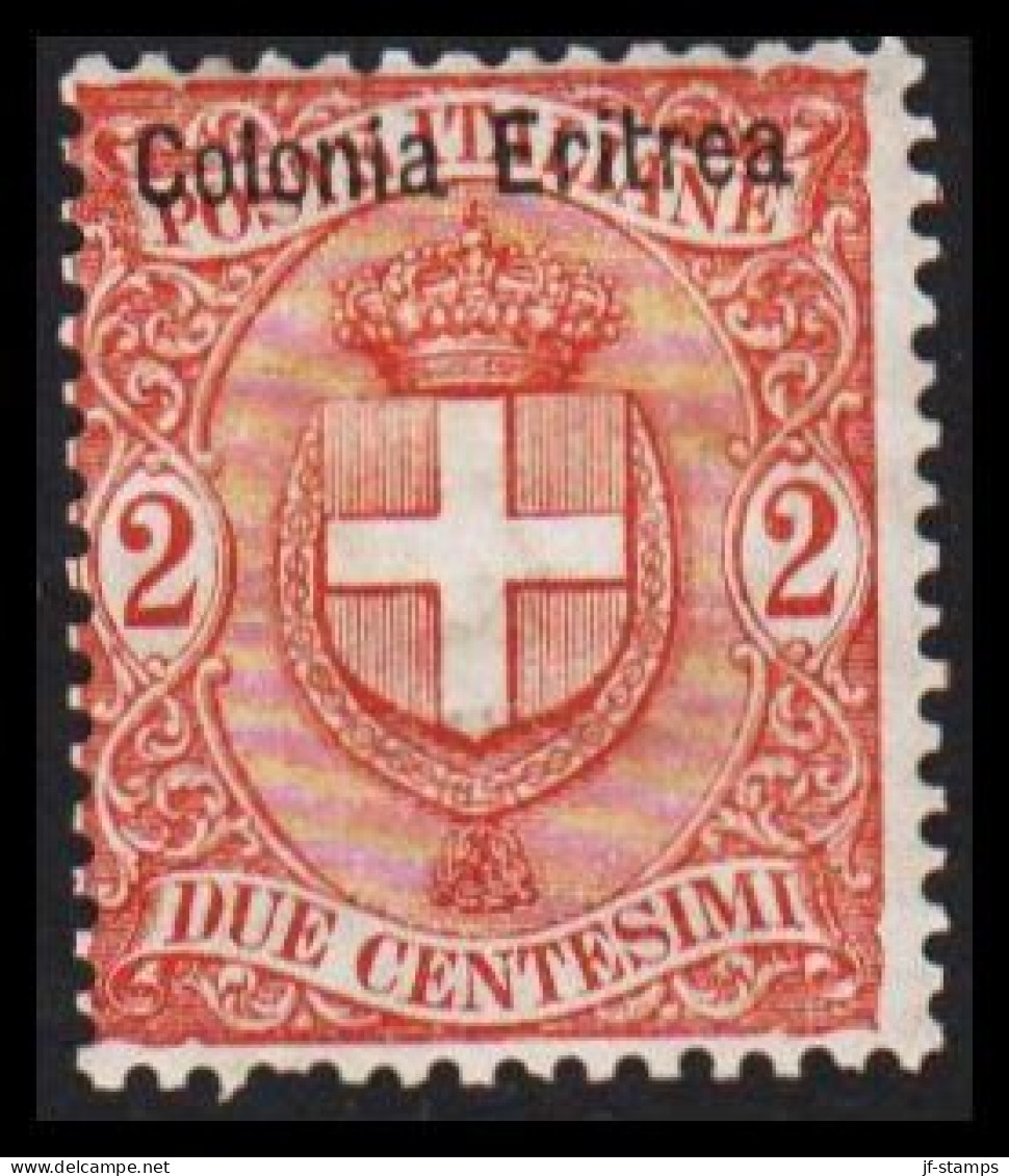 1897-1899. ERITREA. POSTE ITALIANA Colonia Eriterea Overprint On 2 C. Hinged.  (Michel 13) - JF544063 - Erythrée