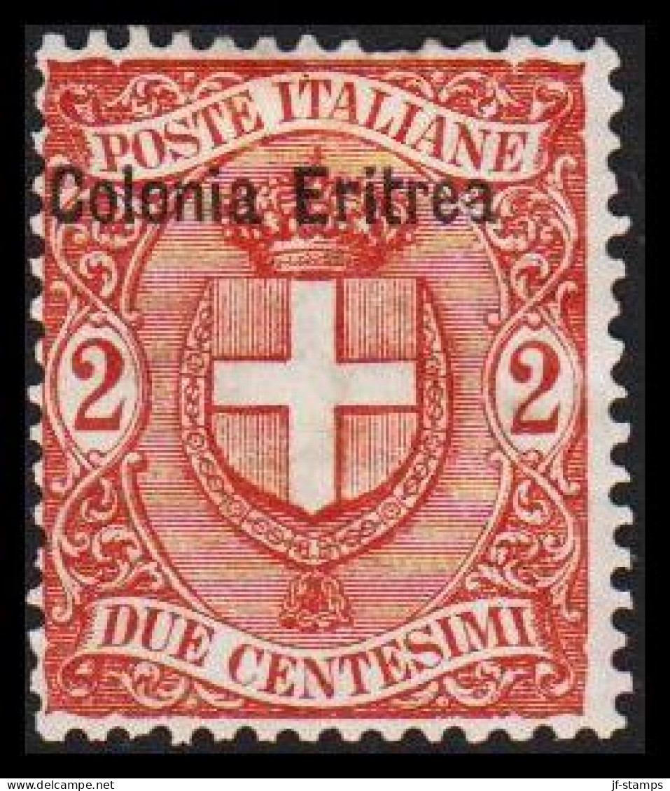 1897-1899. ERITREA. POSTE ITALIANA Colonia Eriterea Overprint On 2 C. Hinged.  (Michel 13) - JF544064 - Erythrée