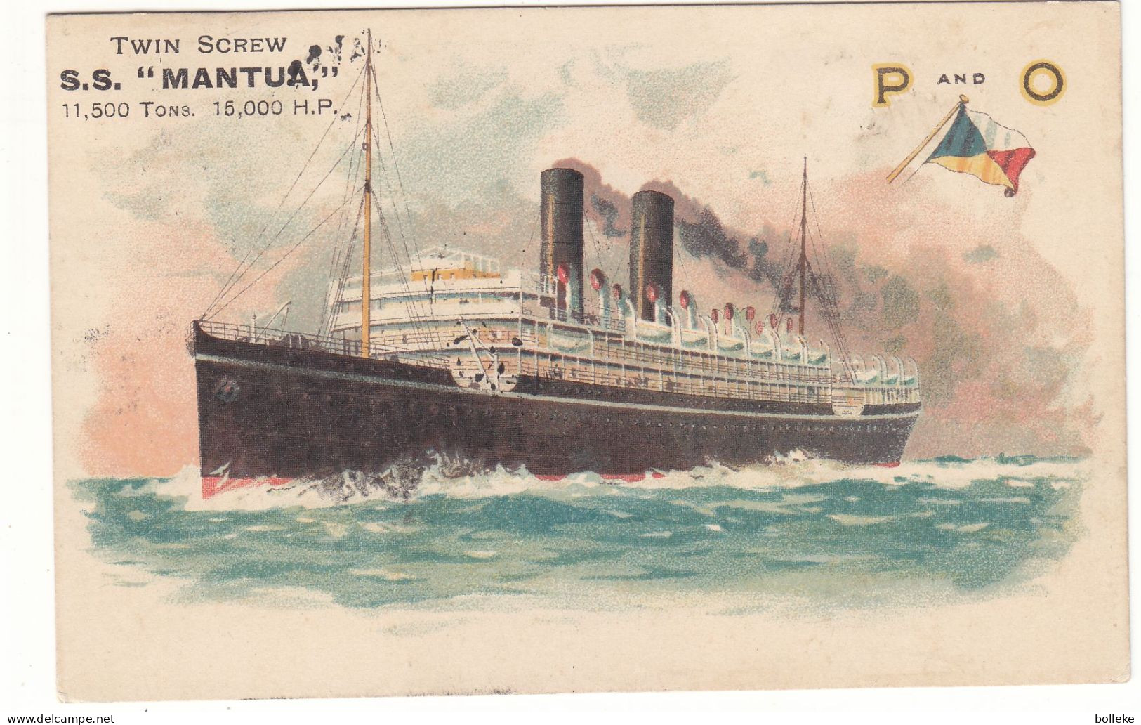 Norvège - Carte Postale De 1912 - Oblit Bateau De Mer - Bergen Newcastle - Exp Vers Le Havre - Bateau S.S.Mantua - - Brieven En Documenten
