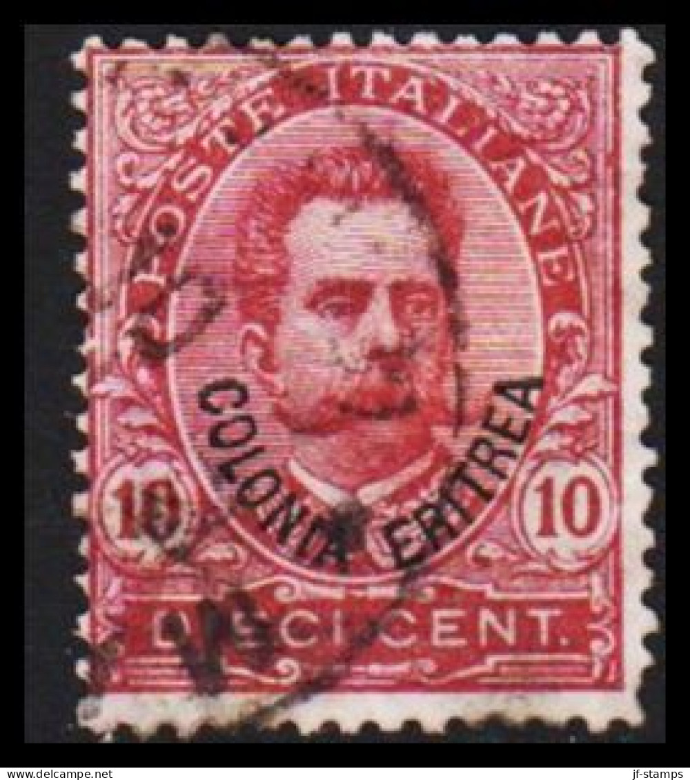 1895-1898. ERITREA. POSTE ITALIANA COLONIA ERITREA Overprint On 10 (DIECI) C. Umberto I.  (Michel 15) - JF544070 - Erythrée