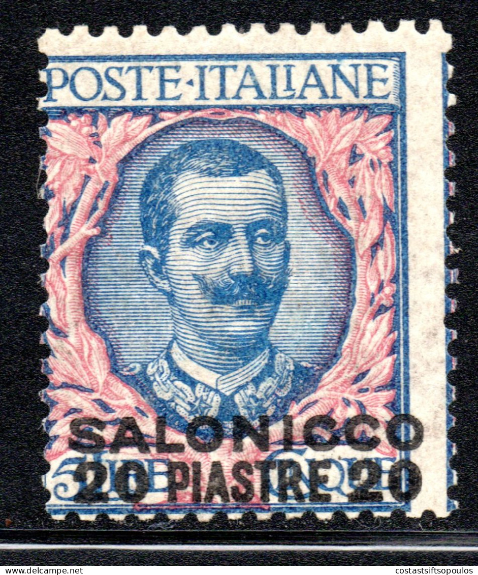 2754. GREECE,ITALY,LEVANT,MACEDONIA,SALONICCO,SALONIQUE,1909-11 20P./5L.SC.7 MNH(POSSIBLY REGUMMED) - Salonicco