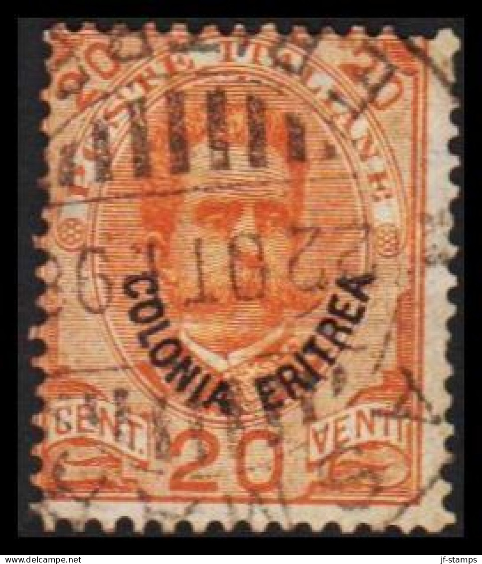 1895-1898. ERITREA. POSTE ITALIANA COLONIA ERITREA Overprint On 20 C. Umberto I. Fine Cancelle... (Michel 16) - JF544074 - Eritrea