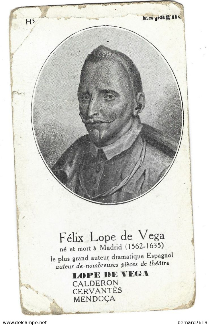Chromo Image Cartonnee  - Histoire -  Espagne - Felix Lope De Vega - History