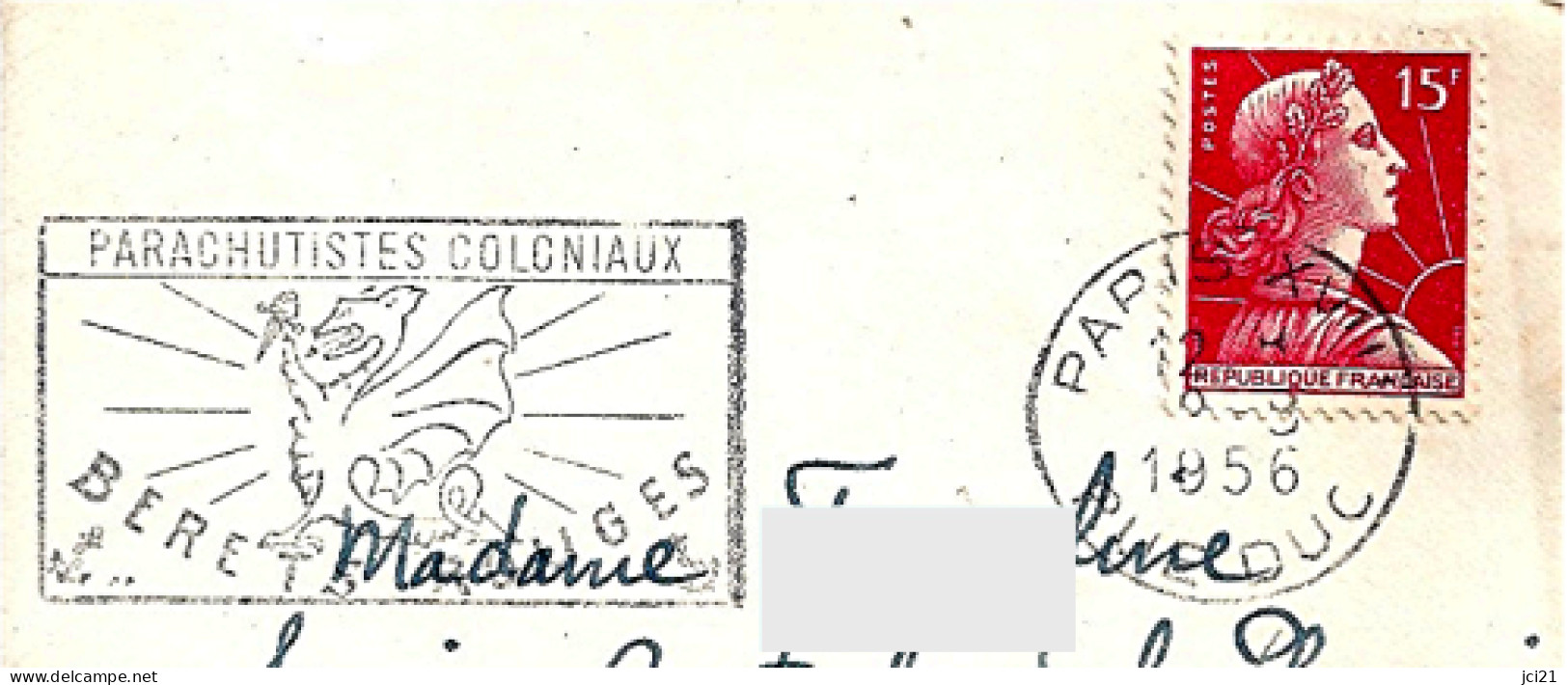Parachutistes Coloniaux "BÉRETS ROUGES" Paris Rue Duc  Du **/8/56 - Marianne De Muller (_B4) - Militares