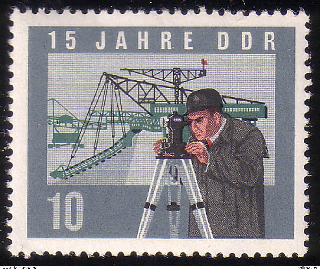 1068A DDR Tagebau/Vermessung 10 Pf, Gezähnt, ** - Unused Stamps
