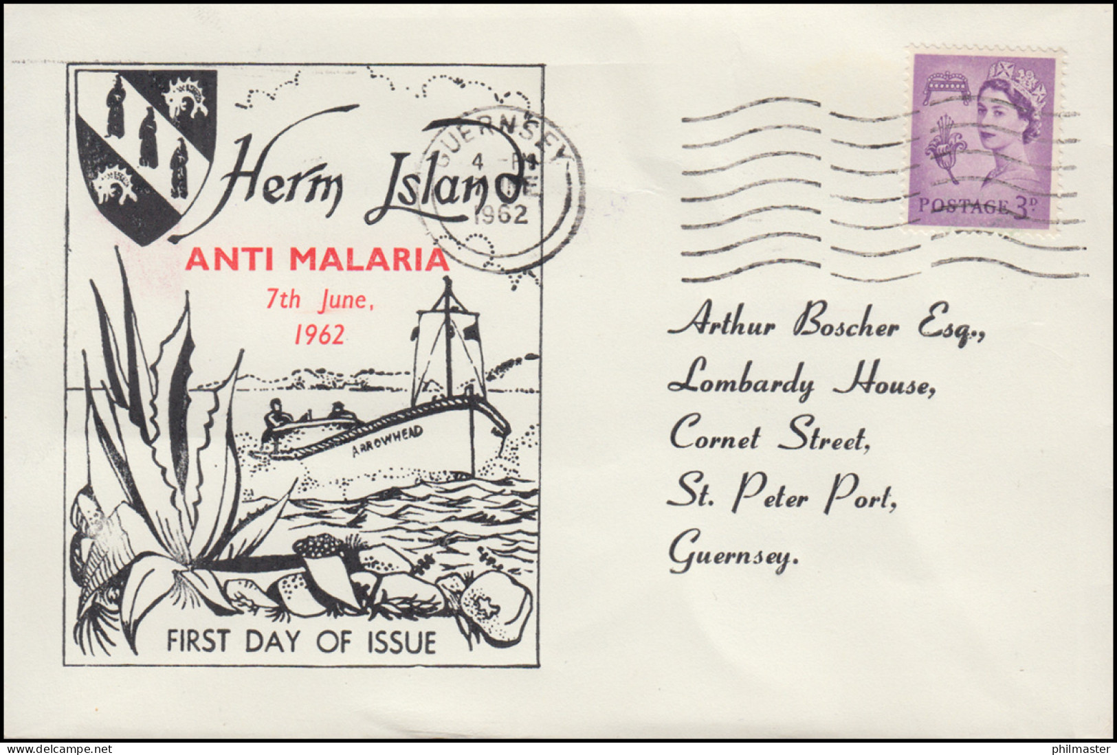 Kanalinsel Herm Island FDC Mit Marken Anti-Malaria-Campaign 7.6.1962 - Guernesey