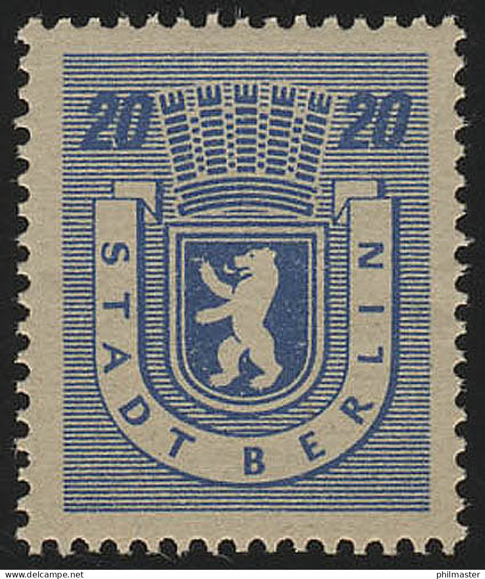 SBZ 6 A Wa Z Berliner Bär 20 Pf, Blau, ** - Berlijn & Brandenburg