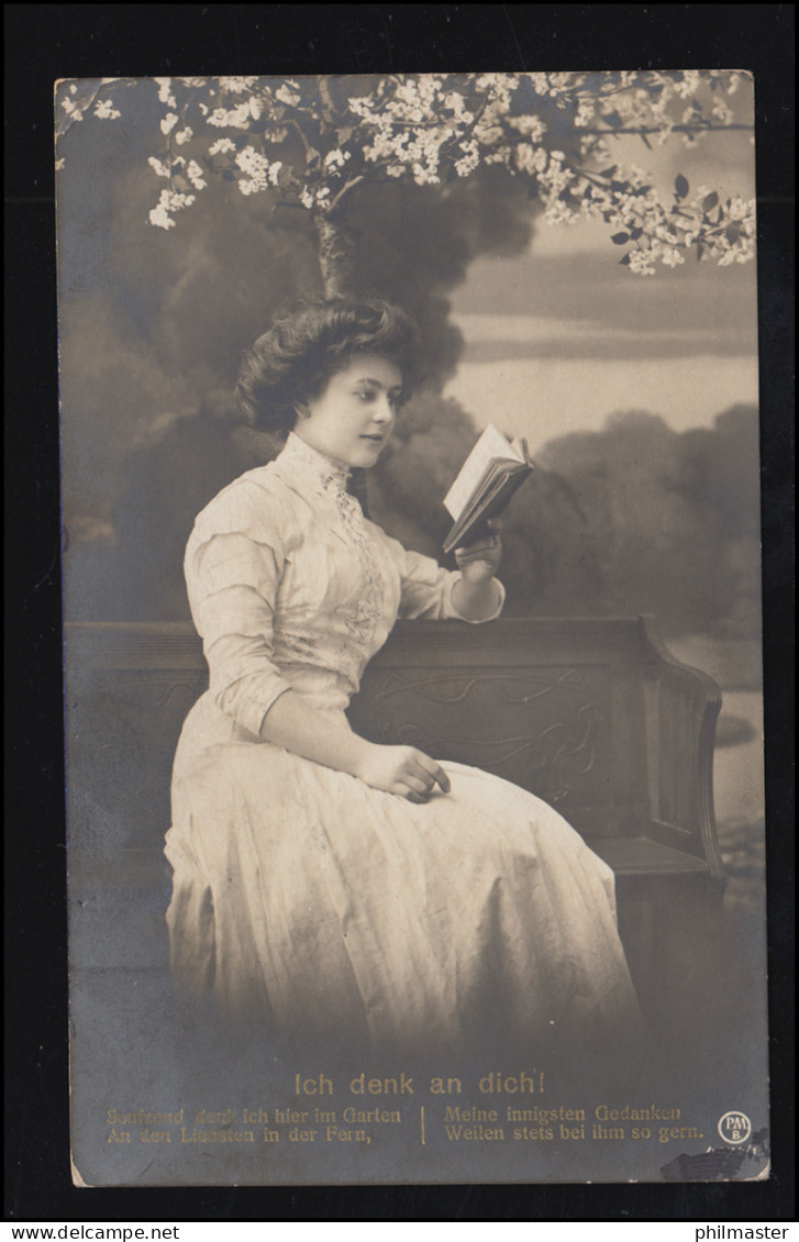 Mode-AK Sitzende Frau Mit Buch - Ich Denk An Dich! ATZENDORF 18.6.1912 - Moda