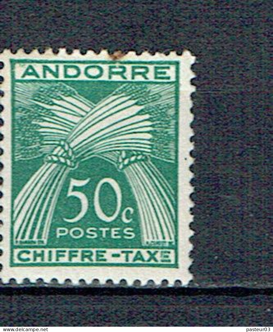 Taxe N° 40 Andorre Taxe 50 . Bleu Tache Rouille Voir Scan - Neufs