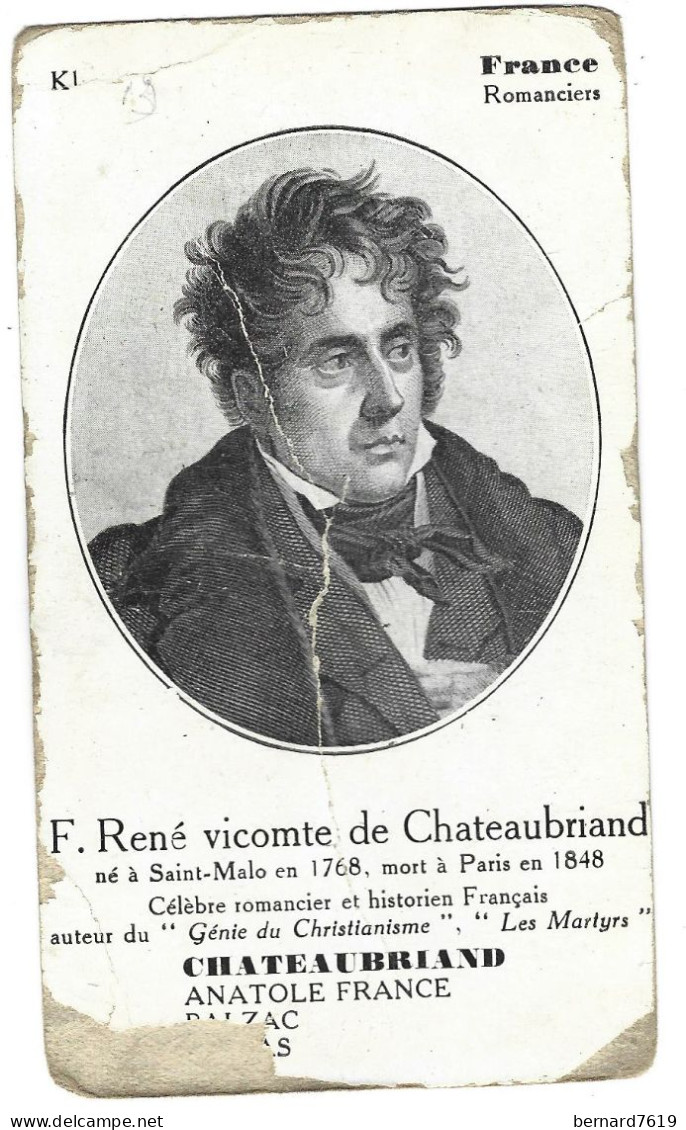 Chromo Image Cartonnee  - Histoire -  France - F  Rene Vicomte De Chateaubriand - Chateaubriand - History