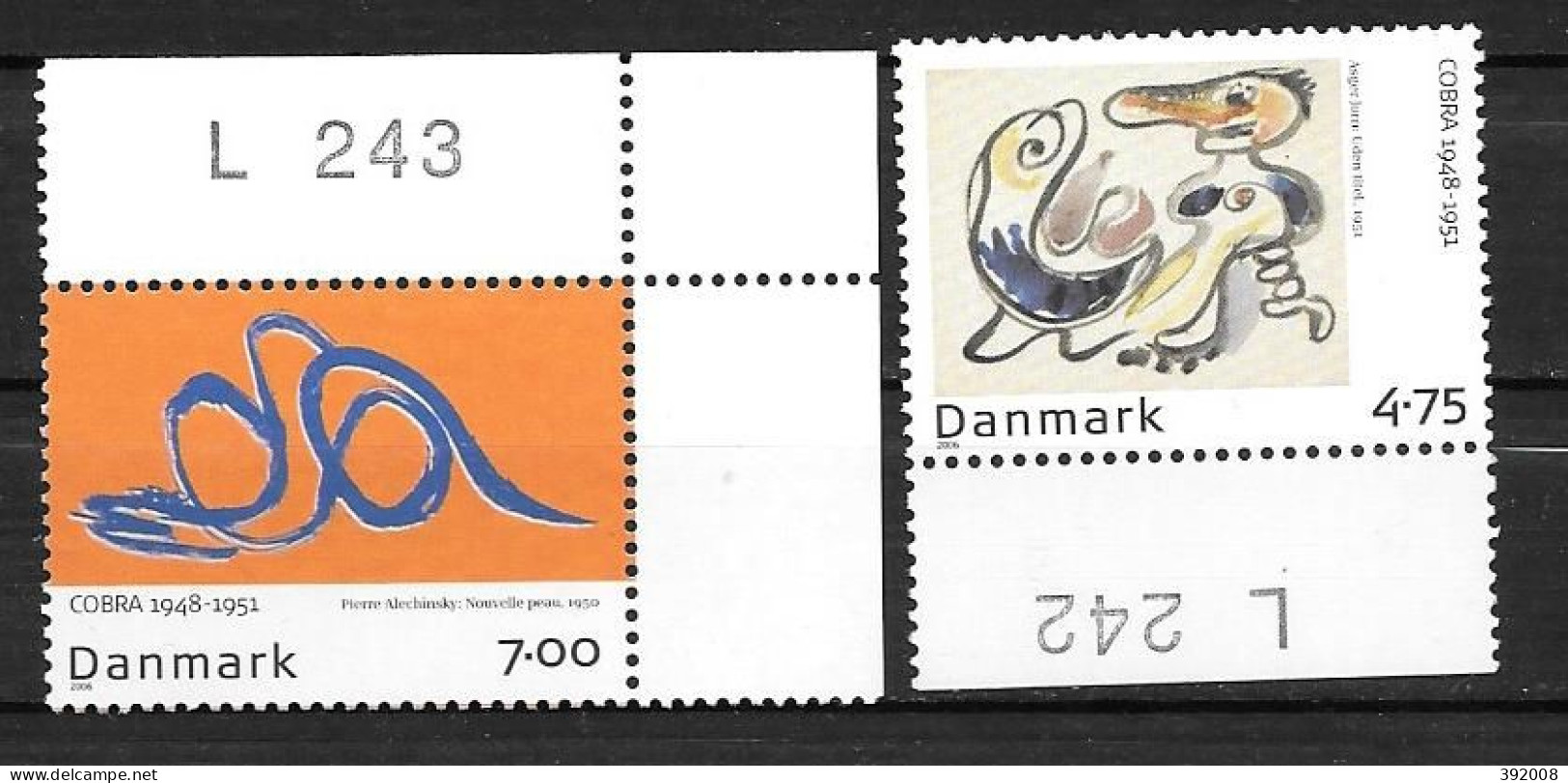 2006 - DANEMARK, Belgique, Mouvement Cobra - Joint Issues