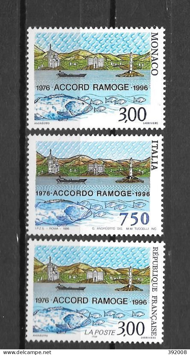 1996 - Franc, Italie, Monaco - Accord Ramoge - Joint Issues