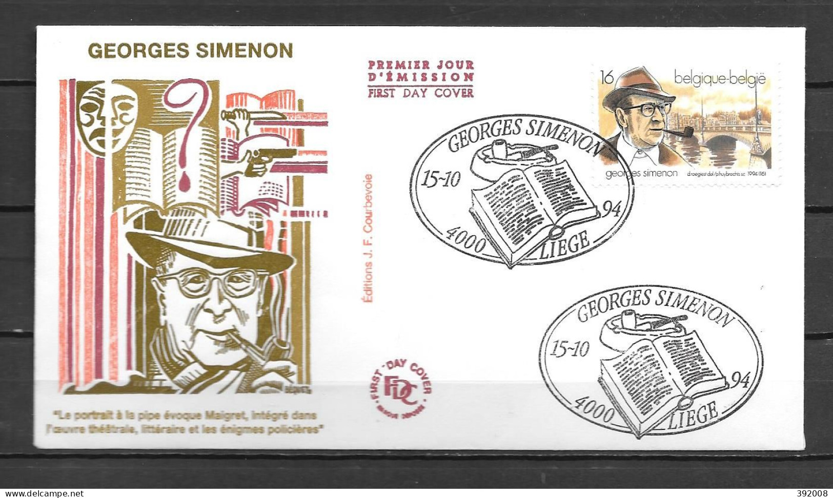 1994 - FDC - Simenon - France - Joint Issues