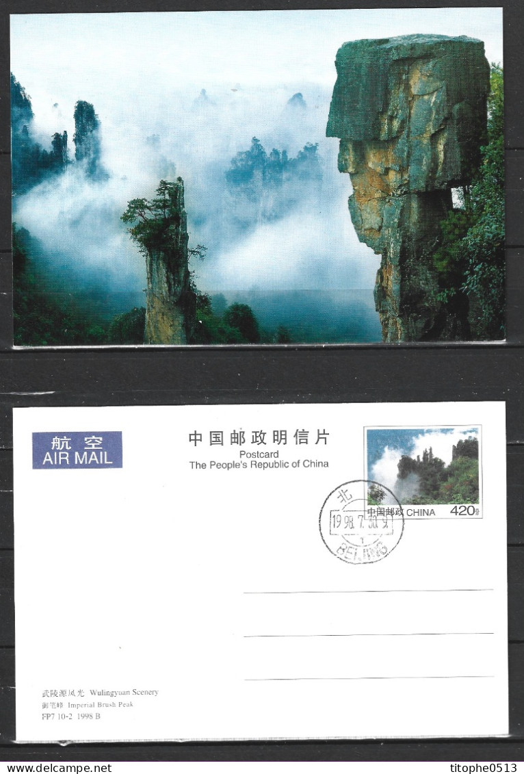 CHINE. 5 Cartes Postales Pré-timbrées De 1998 Avec Oblitération 1er Jour. Wulingyuan/Formations Rocheuses. - Montagne