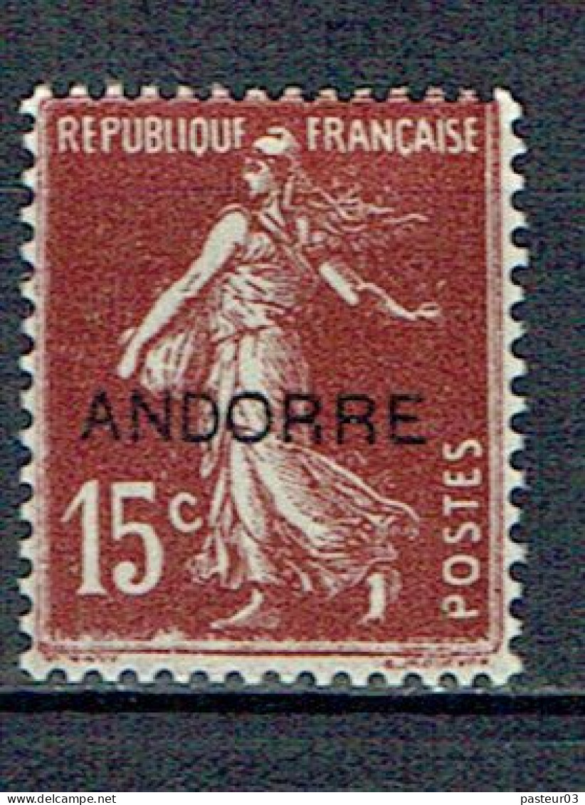 N° 9 Semeuse 15 C. Brun Andorre Charnière Voir Scan - Unused Stamps