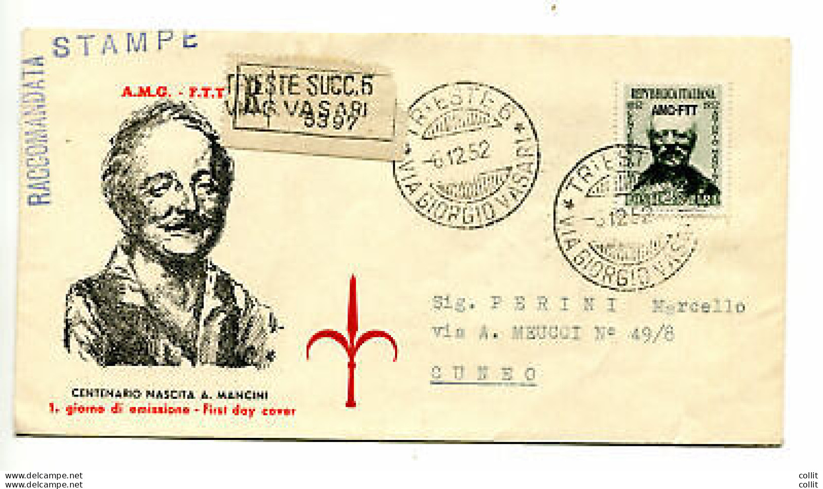 Trieste A - Mancini Su Busta FDC Racc. - Mint/hinged