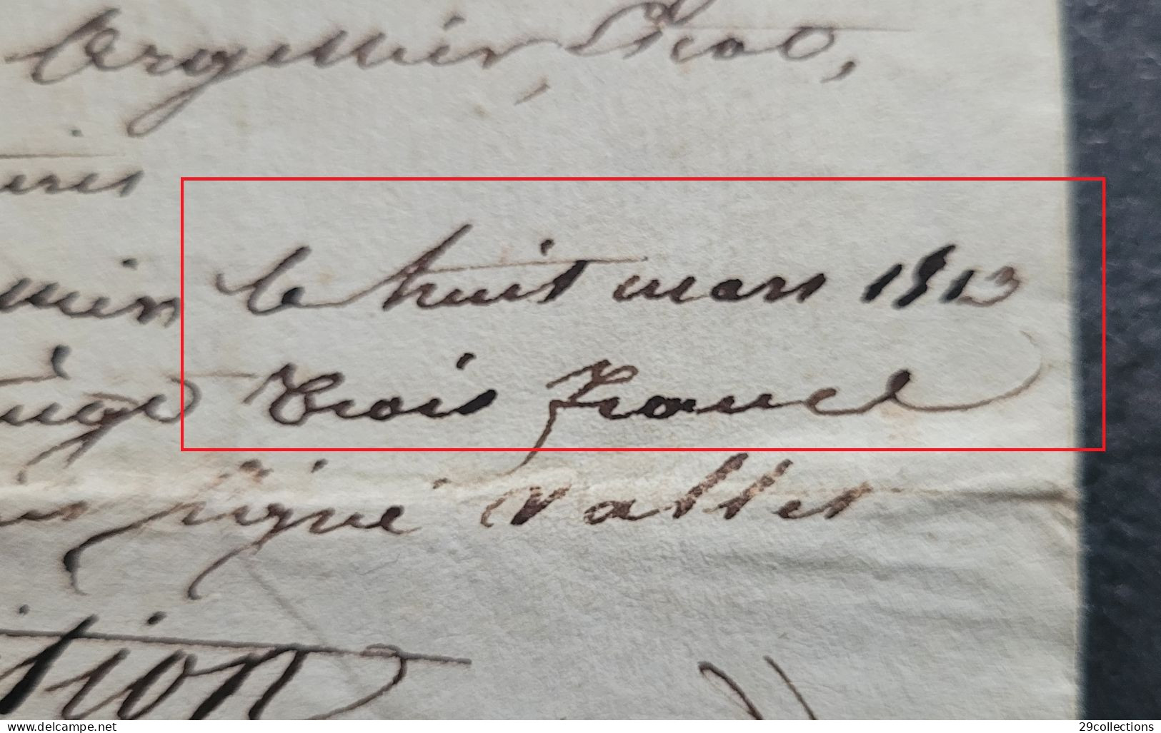Acte 1813 mariage avec mention manuscrite rare "Pour Expédition" (par la Poste)