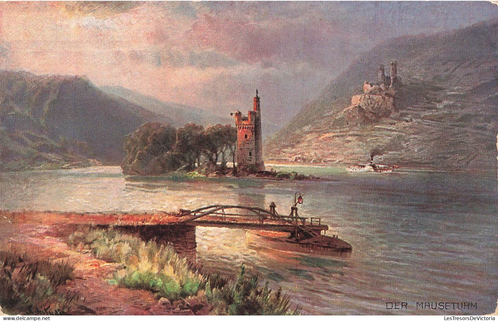 ALLEMAGNE - Der Mauseturm - Une Fleuve - Un Bateau - Un Tour - Carte Postale Ancienne - Bingen