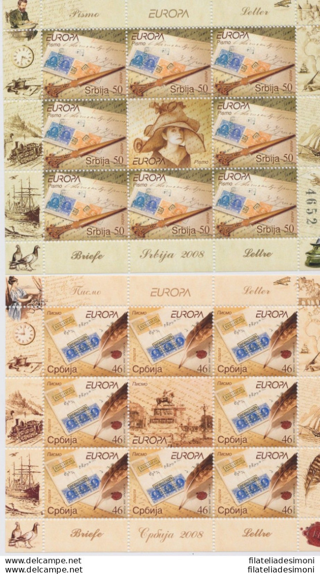 2008 EUROPA CEPT Serbia 2 Minifogli, La Lettera MNH** - Other & Unclassified