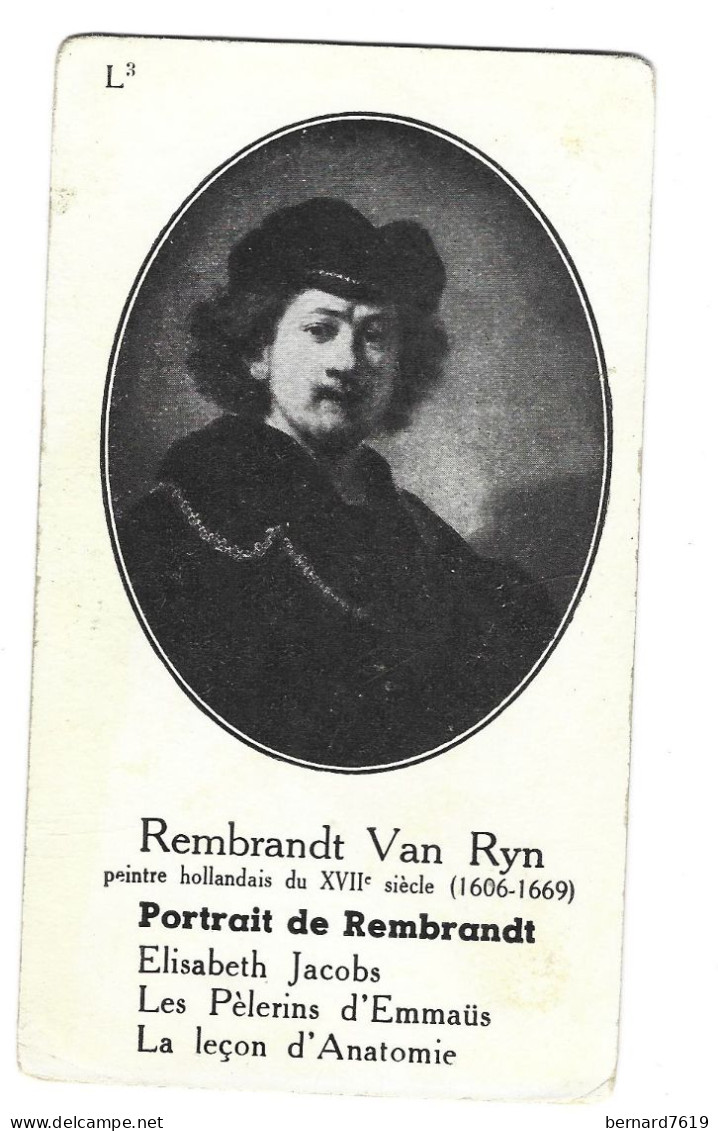 Chromo Image Cartonnee  - Histoire -  Peinture - Rembrandt Van Ryn - Hollande - Portrait De Rembrandt - Storia