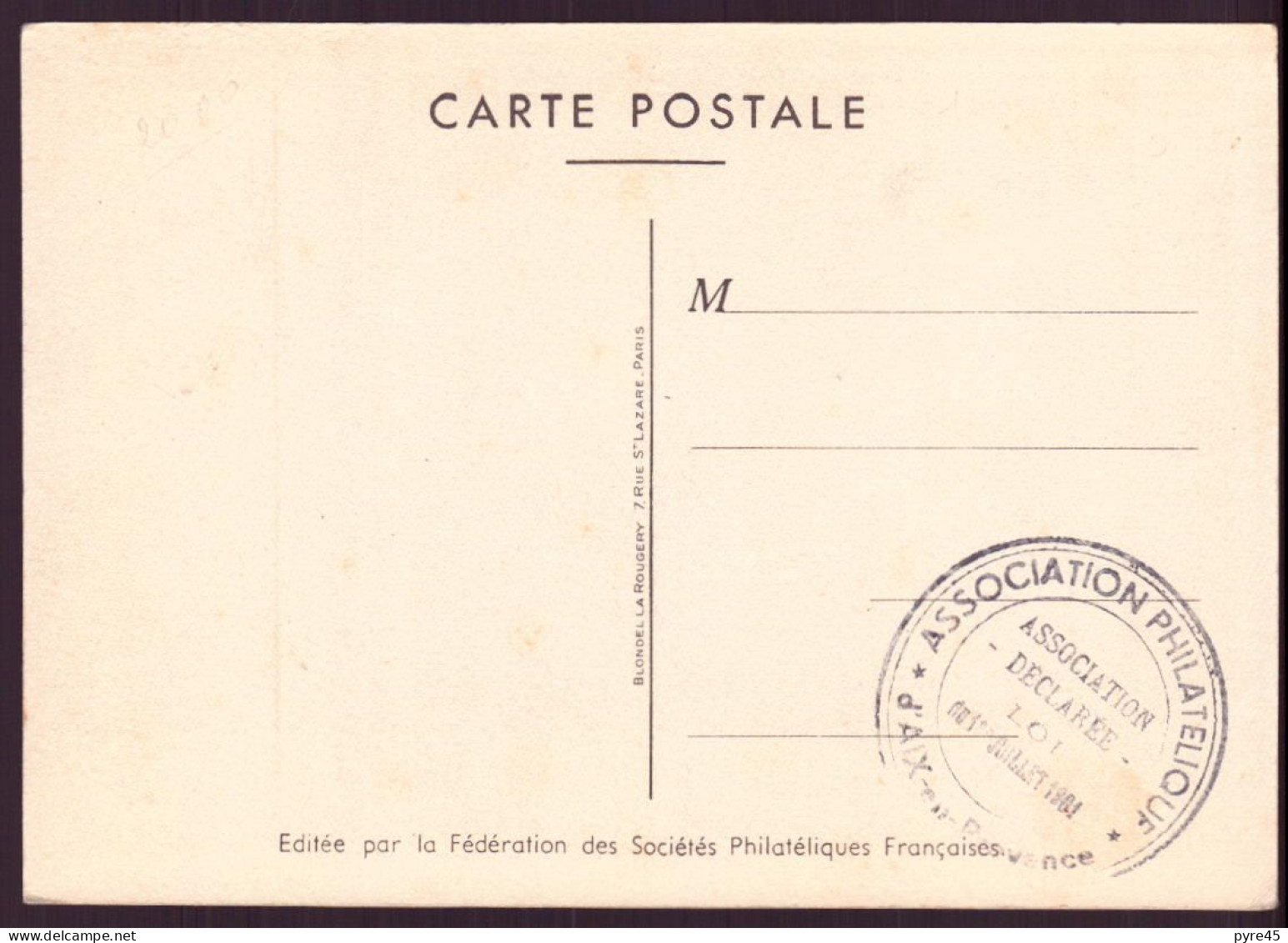 France, FDC, Carte Du 11 Mars 1950 à Aix-en-Provence " Journée Du Timbre " ( Côte 38€ ) - 1950-1959