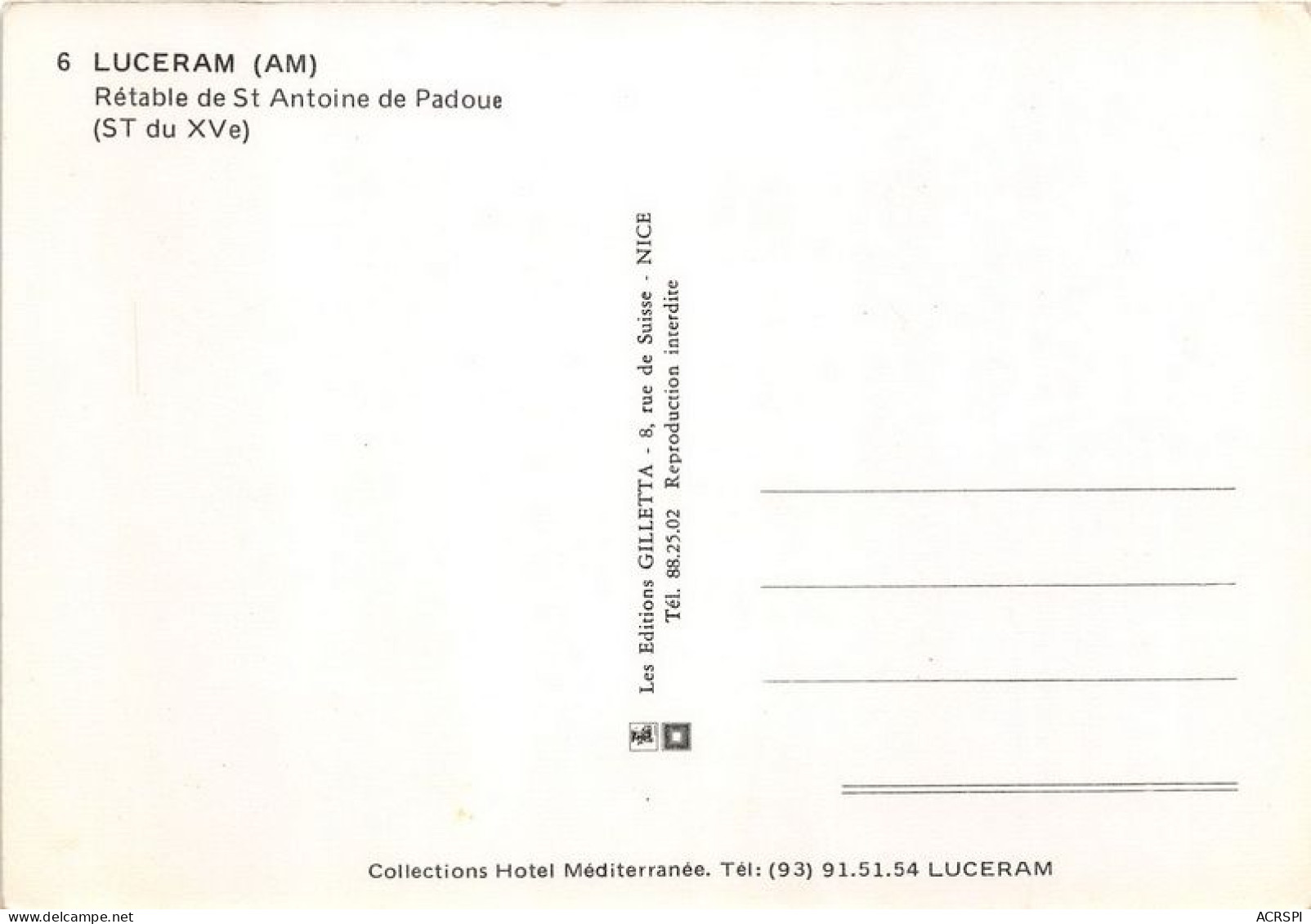 LUCERAM Retable De St Antoine De Padoue 13(scan Recto-verso) MA1829 - Lucéram