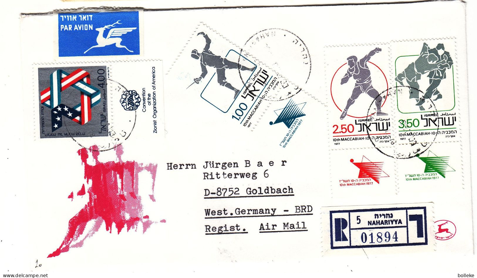 Israël - Lettre Recom De 1957 - Oblit Nahariyya - Maccabiade - Escrime - Judo - Lancement Du Poids - - Covers & Documents